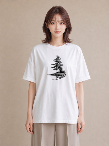 プリントTシャツ レディース 窓辺の雨 雨の日 窓 ナチュラル アンティーク イラスト シック おしゃれギフト 社会人 白T YMAZO