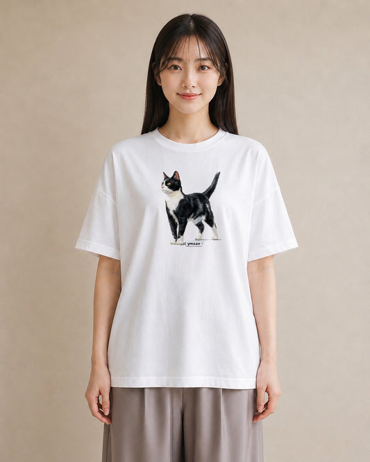 半袖Tシャツ レディース 猫 ねこ イラスト 普段使い 旅行 母娘コーデ 白T YMAZO