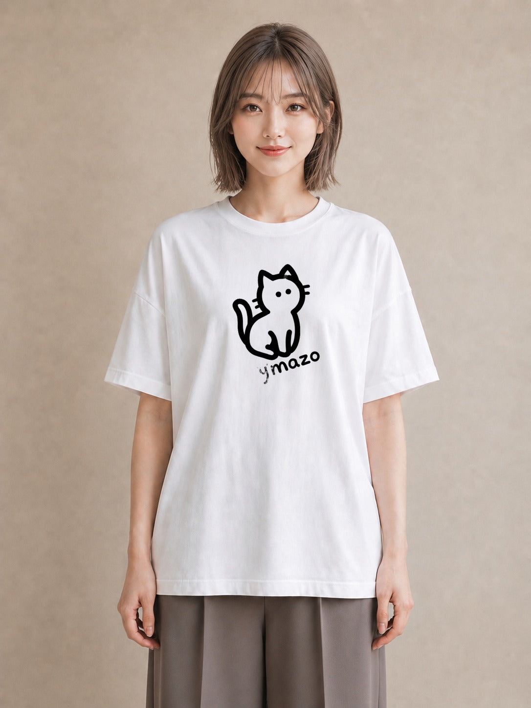 プリントTシャツ レディース 猫 ねこ ネコ イラスト 女子会 お揃い 白T YMAZO