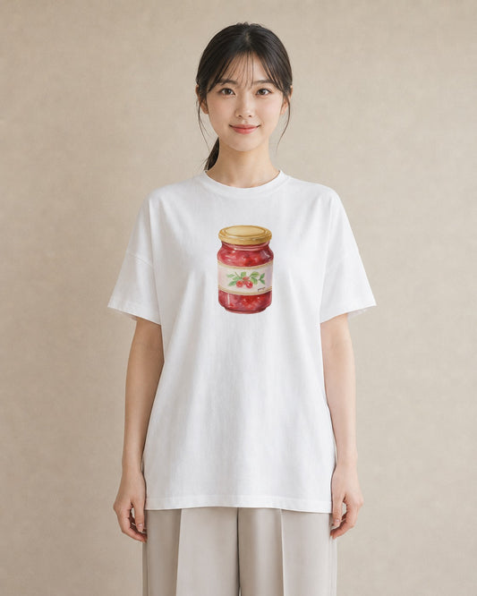 半袖Tシャツ レディース はちみつ 食べ物 フード イラスト きれいめ 普段着 週末コーデ 白T YMAZO