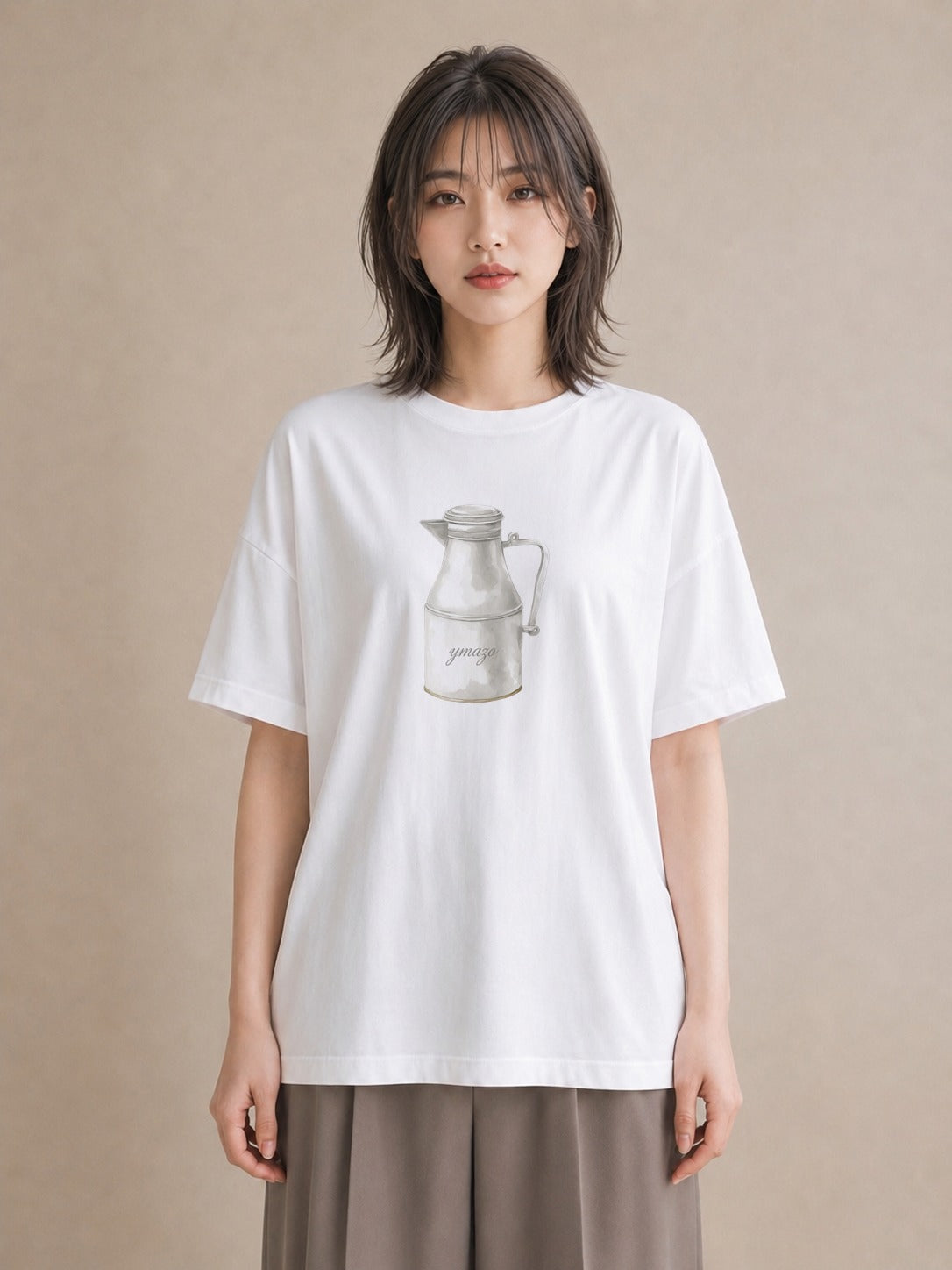 Tシャツ レディース はちみつ 食べ物 フード イラスト 散歩 お出かけ 白T YMAZO