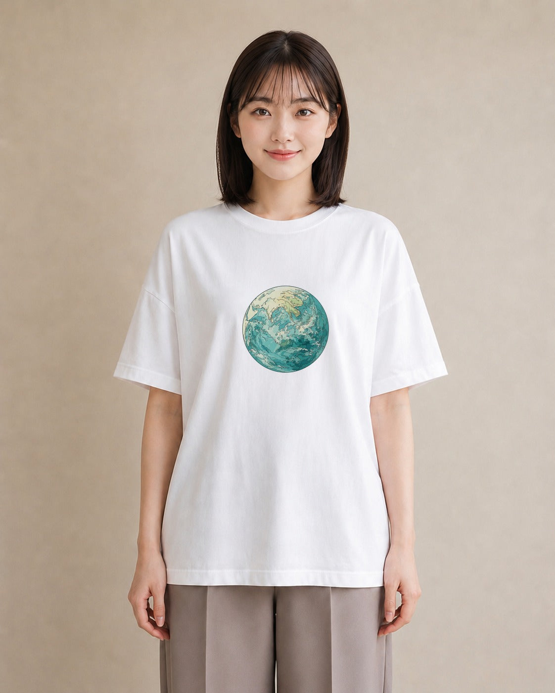Tシャツ レディース 土星 星空 宇宙 イラスト シック 夏コーデ 通学 白T YMAZO