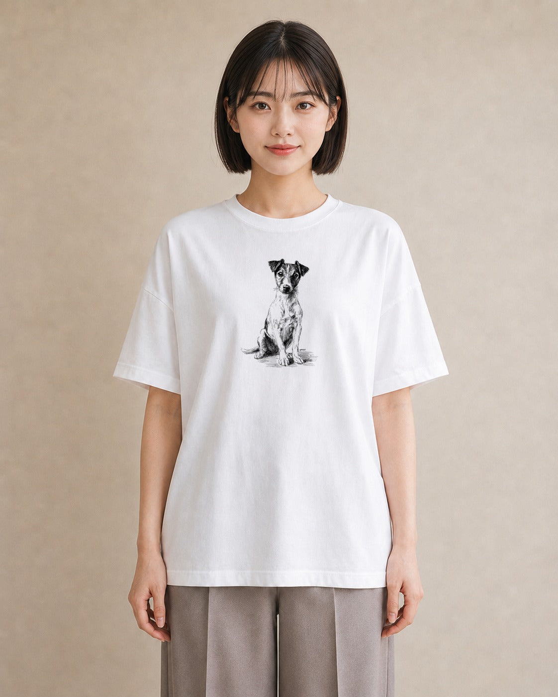 半袖Tシャツ レディース ジャックラッセルテリア 犬 いぬ イラスト ボタニカル 母娘コーデ 自分用 白T YMAZO