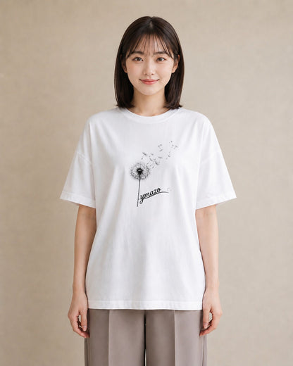 デザインTシャツ レディース たんぽぽ 花 花柄 イラスト シック 敬老の日 ホワイトデー 白T YMAZO