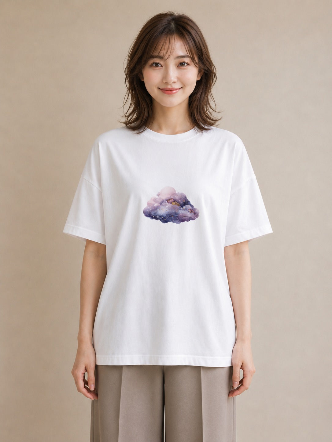 半袖Tシャツ レディース 牡牛座 星空 宇宙 イラスト 上品 綿100 デート 白T YMAZO
