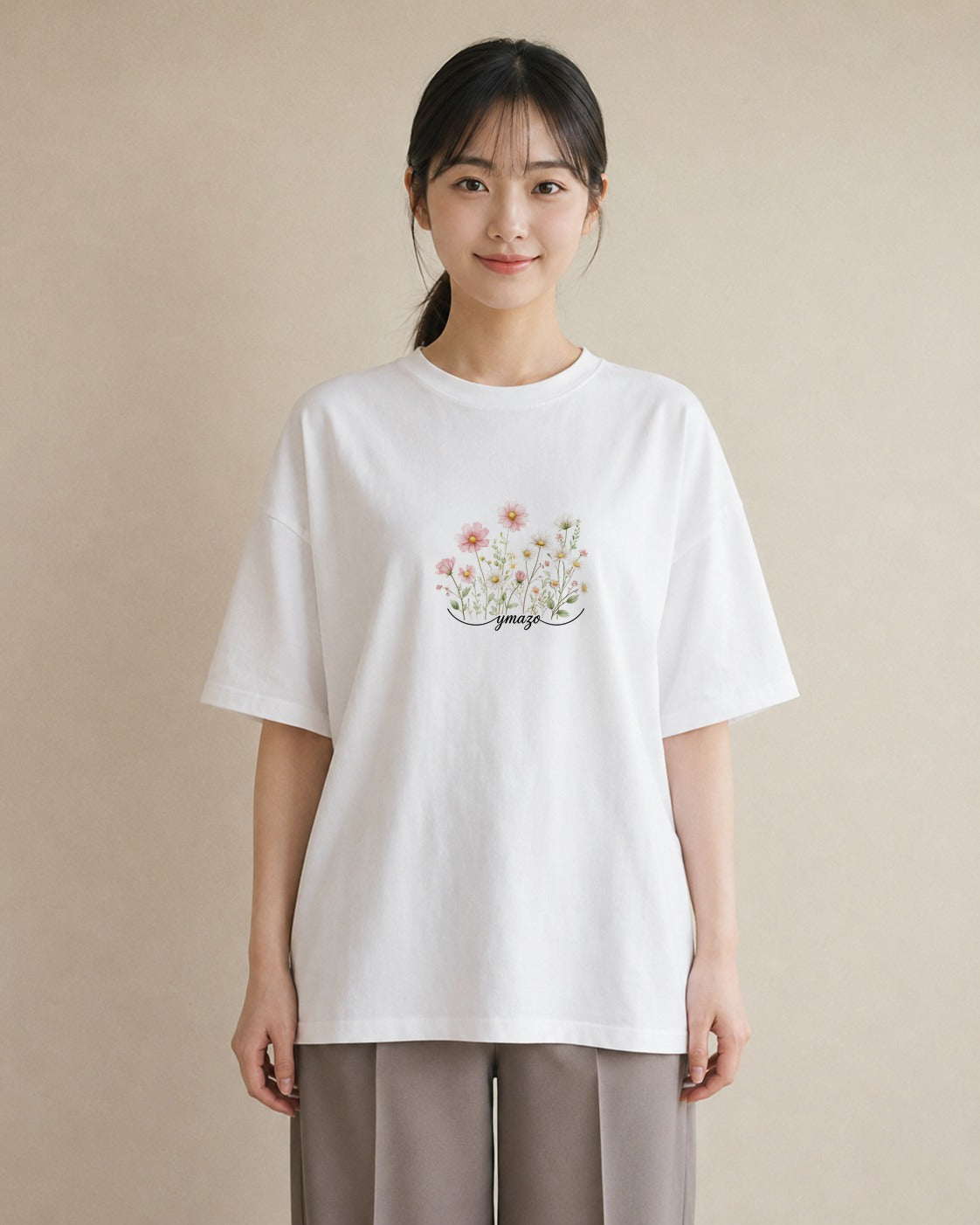 グラフィックTシャツ レディース デイジー 花 花柄 イラスト ゆるコーデ 姉妹 送別ギフト 白T