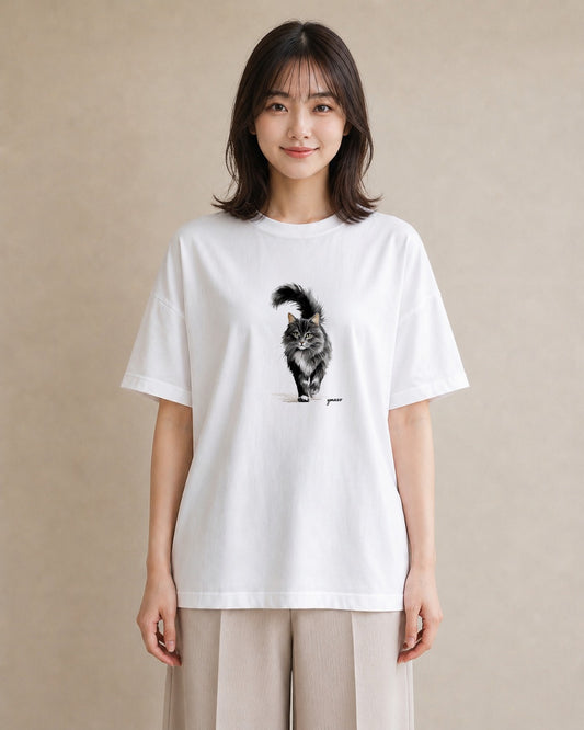 Tシャツ レディース ソマリ 猫 ねこ イラスト レトロ 春コーデ 姉妹 白T YMAZO