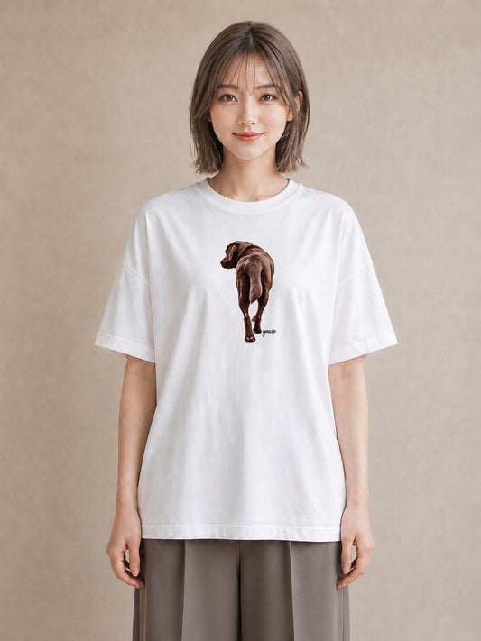 プリントTシャツ レディース ラブラドールレトリバー 犬 いぬ イラスト 韓国風 綿100 デート 白T YMAZO