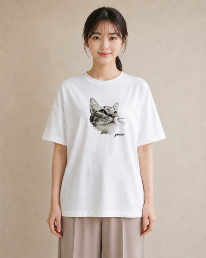 グラフィックTシャツ レディース 愛猫 猫 ねこ イラスト ガーリー おしゃれギフト 社会人 白T YMAZO