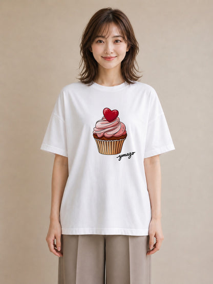 グラフィックTシャツ レディース マフィン 食べ物 フード イラスト 旅行コーデ レイヤード 友達ギフト 白T YMAZO