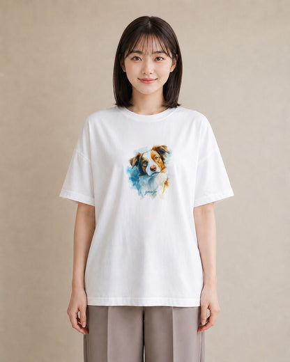 Tシャツ レディース ミックス犬 犬 いぬ イラスト 淡色 20代 カジュアルコーデ 白T YMAZO
