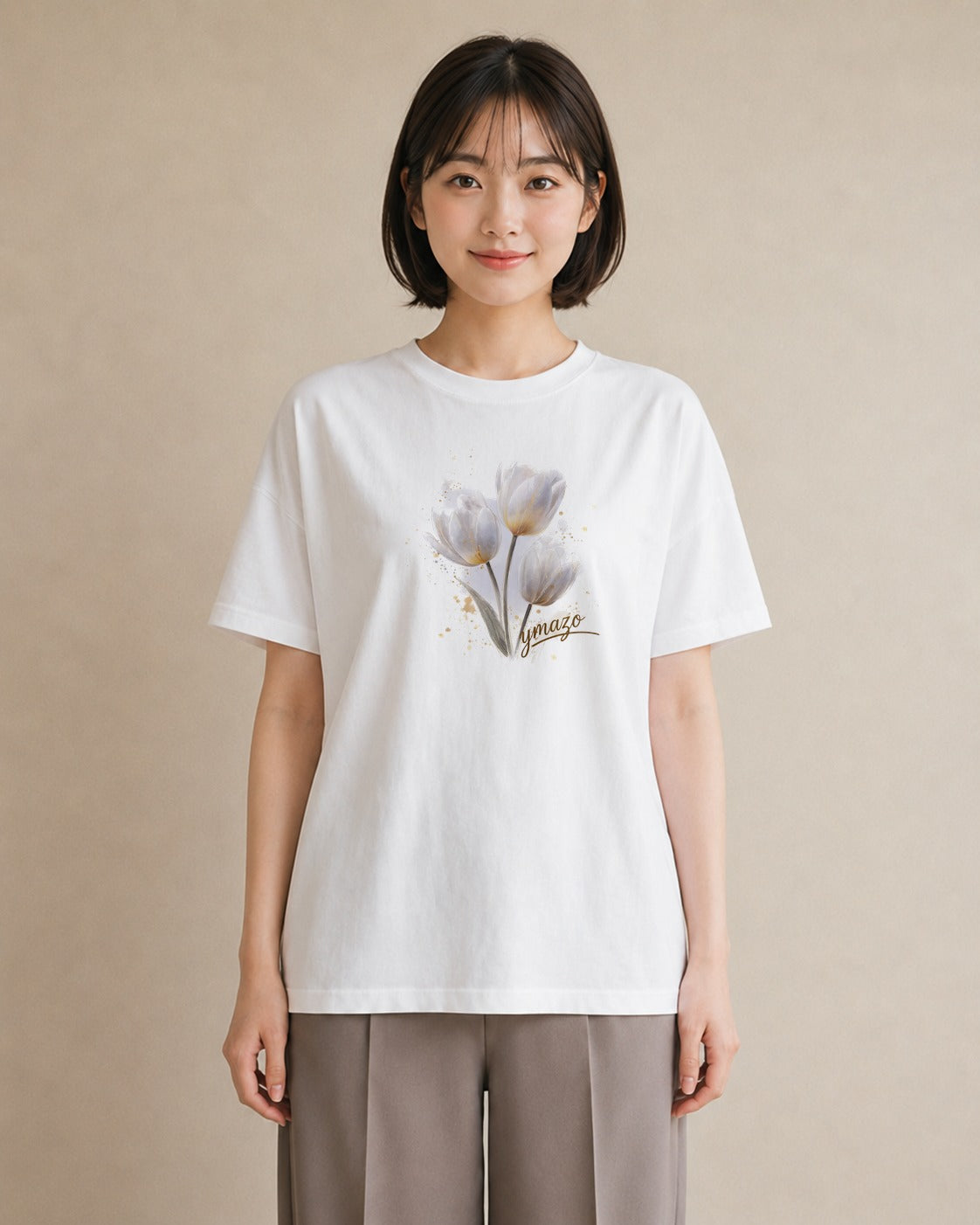 デザインTシャツ レディース チューリップ 花 花柄 イラスト 可愛い 女性 旅行用 白T