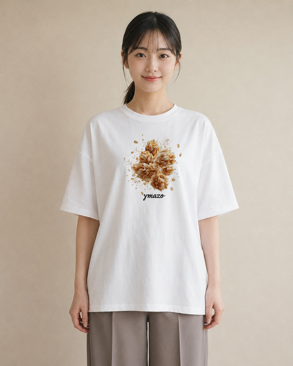 グラフィックTシャツ レディース ポップコーン 食べ物 フード イラスト ヴィンテージ風 姉妹 送別ギフト 白T YMAZO
