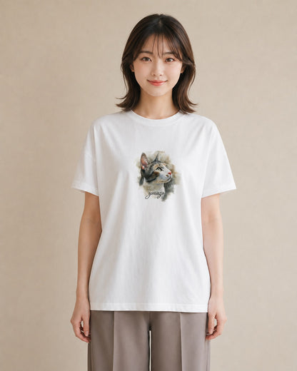 グラフィックTシャツ レディース スフィンクス 猫 ねこ イラスト ナチュラル 在宅 公園 白T YMAZO