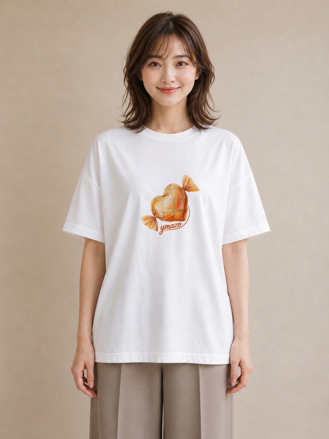 Tシャツ レディース キャンディ 食べ物 フード イラスト モード ペアコーデ 秋コーデ 白T YMAZO