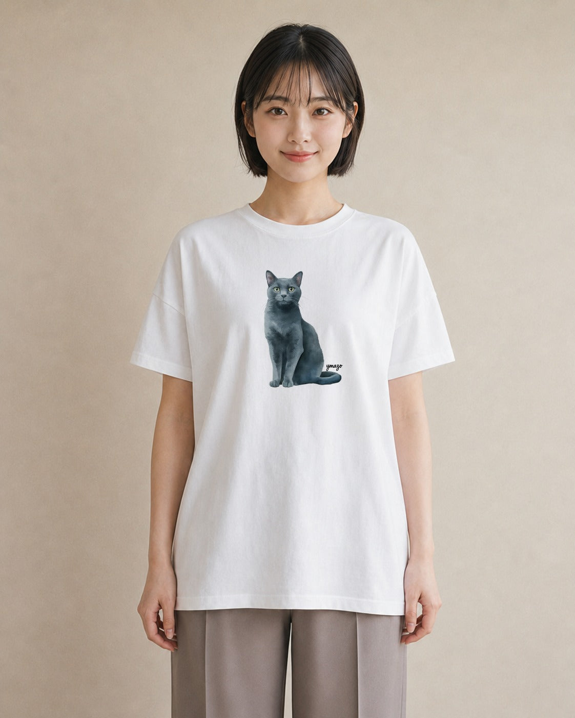 Tシャツ レディース シャム 猫 ねこ イラスト ニュアンス ギフト 母の日 白T YMAZO
