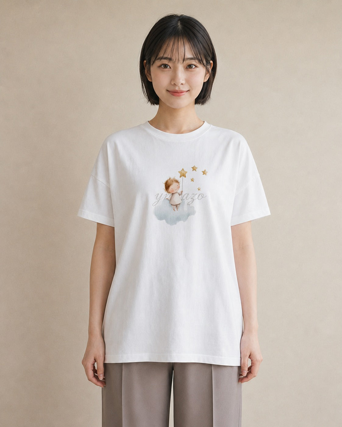 プリントTシャツ レディース 星 星空 宇宙 イラスト 旅行コーデ デート 帰省 白T YMAZO