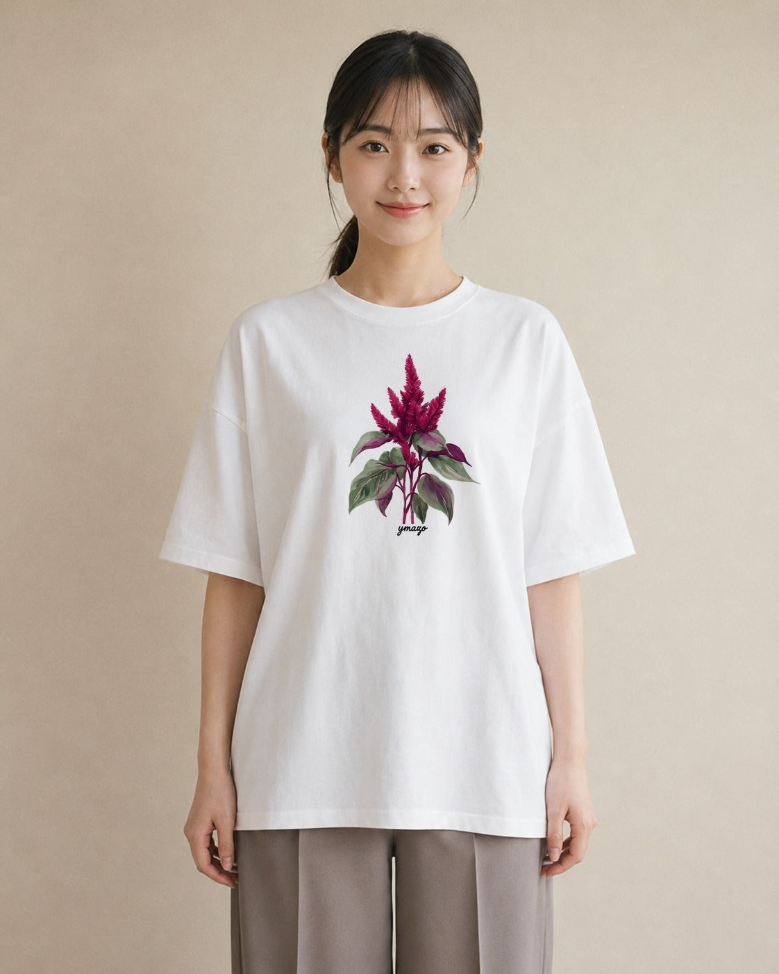 デザインTシャツ レディース ポスト 野の花 レトロ ナチュラル アンティーク イラスト カジュアル 送別ギフト 通勤 白T YMAZO