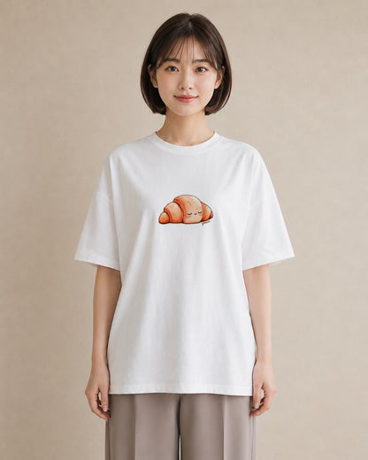 半袖Tシャツ レディース パン 食べ物 フード イラスト 個性的 海 カフェ巡り 白T YMAZO