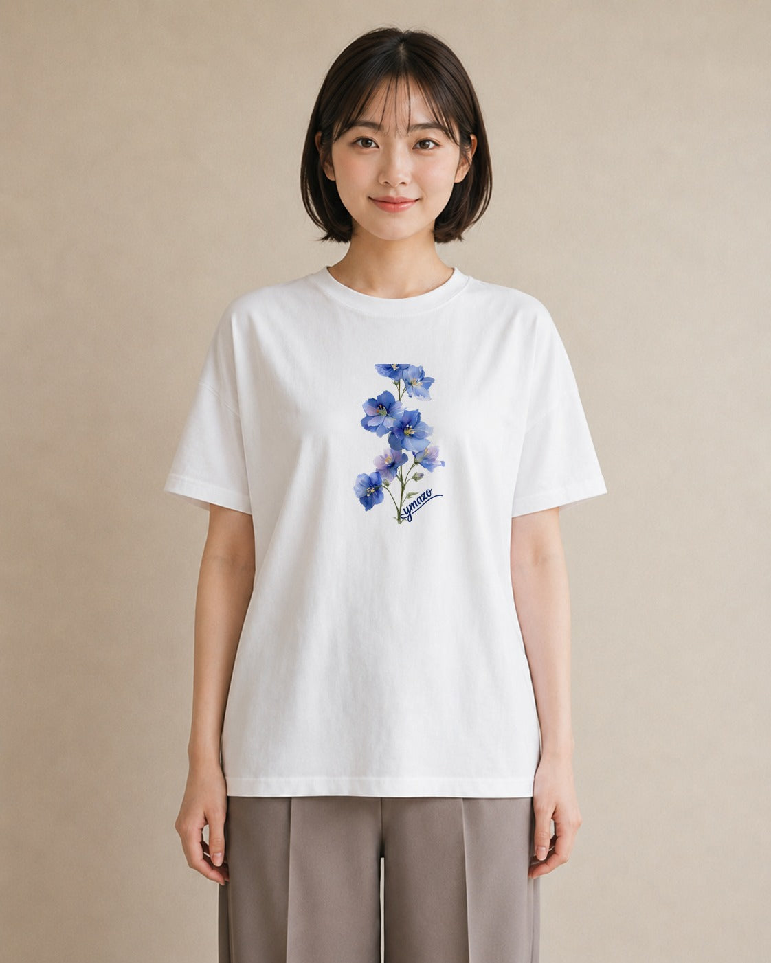 Tシャツ レディース あさがお 朝顔 花 花柄 イラスト こなれ感 デイリーウェア 休日 白T YMAZO