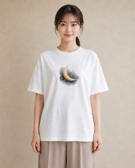 半袖Tシャツ レディース 天の川 星空 宇宙 イラスト ミセス 春コーデ 白T YMAZO