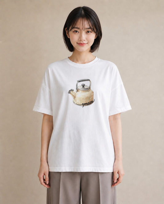 Tシャツ レディース 紅茶 食べ物 フード イラスト レトロ ラフ レイヤード 白T YMAZO