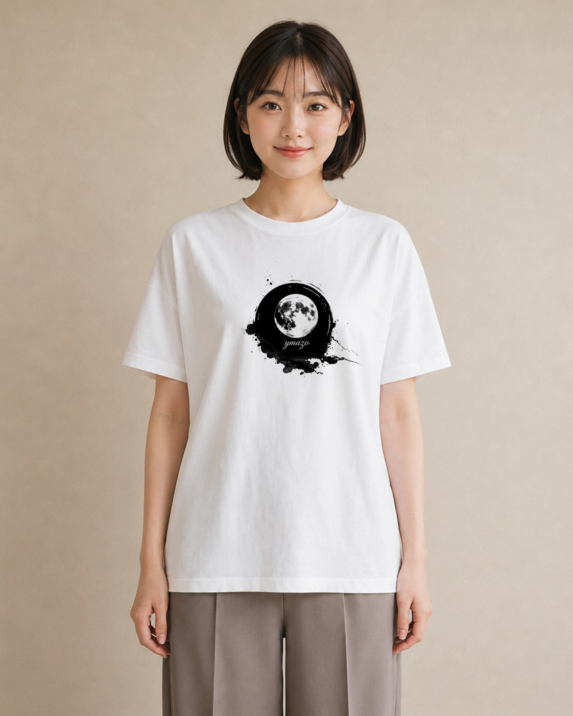 プリントTシャツ レディース 青の水彩 風景 ブルー ナチュラル アンティーク イラスト お洒落 送別ギフト 通勤 白T YMAZO