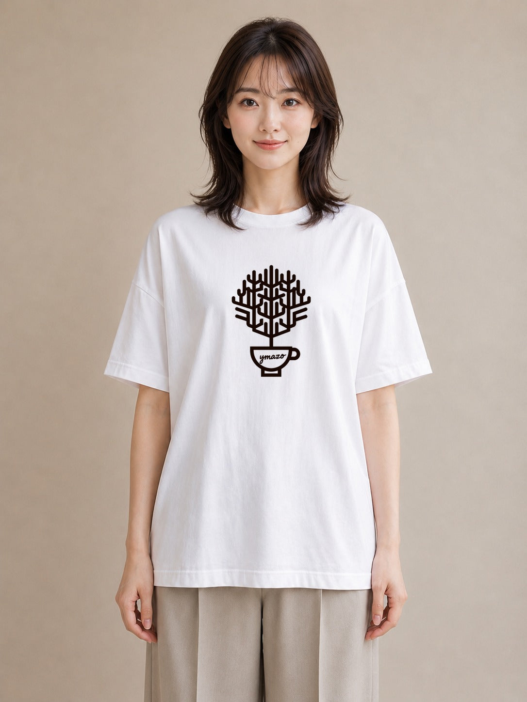 半袖Tシャツ レディース コーヒー カフェ 珈琲 イラスト シック ルームウェア ギフト 白T YMAZO