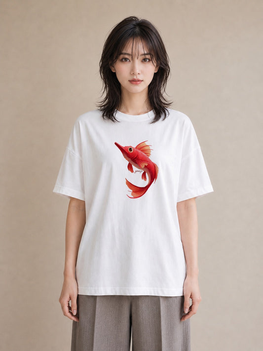 半袖Tシャツ レディース グッピー ペット 動物 イラスト モード ミセス 春コーデ 白T YMAZO