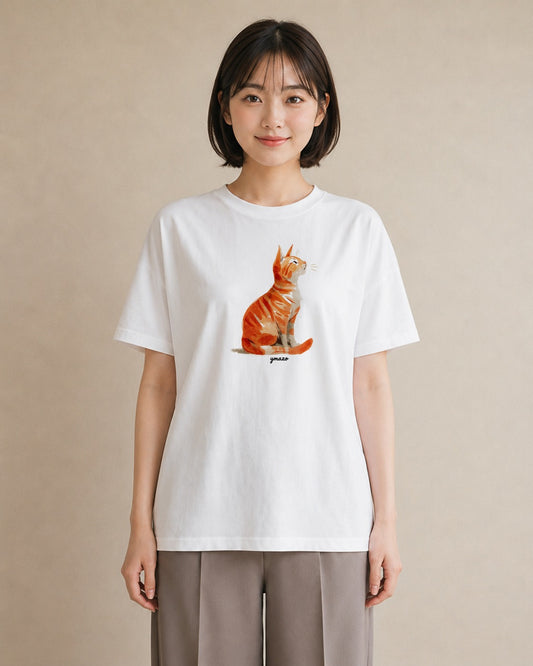 プリントTシャツ レディース 猫の手 猫 ねこ イラスト 水彩風 誕生日プレゼント 綿100 白T YMAZO