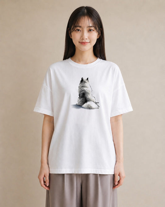 プリントTシャツ レディース サモエド 犬 いぬ イラスト 抜け感 社会人 女性 白T YMAZO