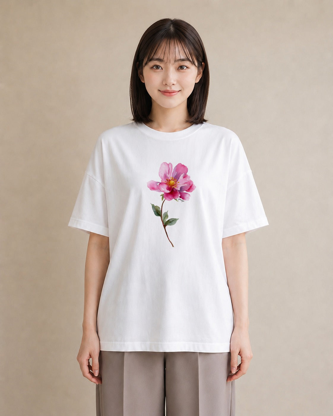 グラフィックTシャツ レディース コスモス 秋桜 花 花柄 イラスト ガーリー 社会人 女性 白T YMAZO