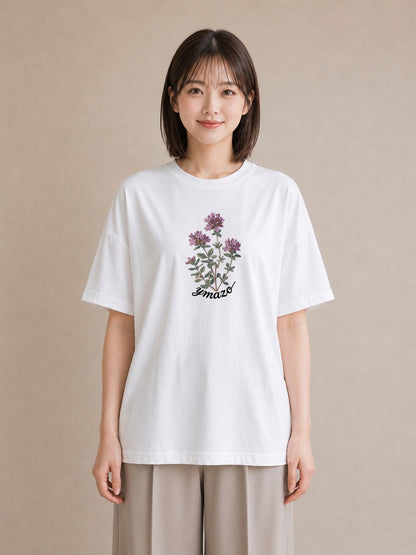 デザインTシャツ レディース クローバー 四つ葉 花 花柄 イラスト 抜け感 お出かけ 普段着 白T