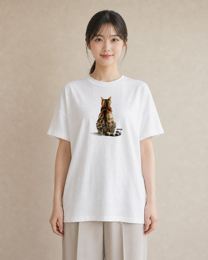 Tシャツ レディース 子猫 猫 ねこ イラスト きれいめカジュアル 女性 旅行用 白T YMAZO