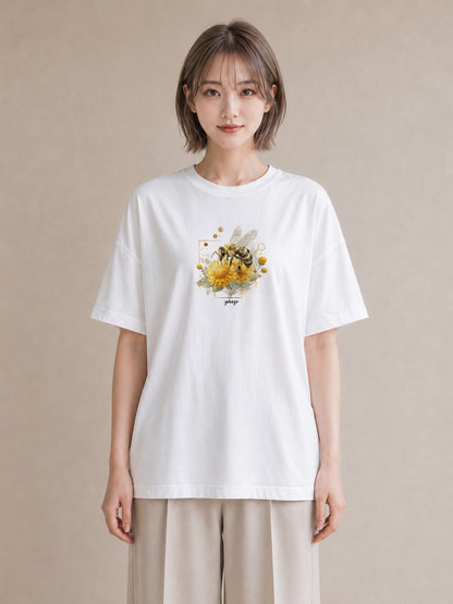 グラフィックTシャツ レディース みつばち 昆虫 虫 イラスト きれいめ おしゃれギフト 社会人 白T YMAZO
