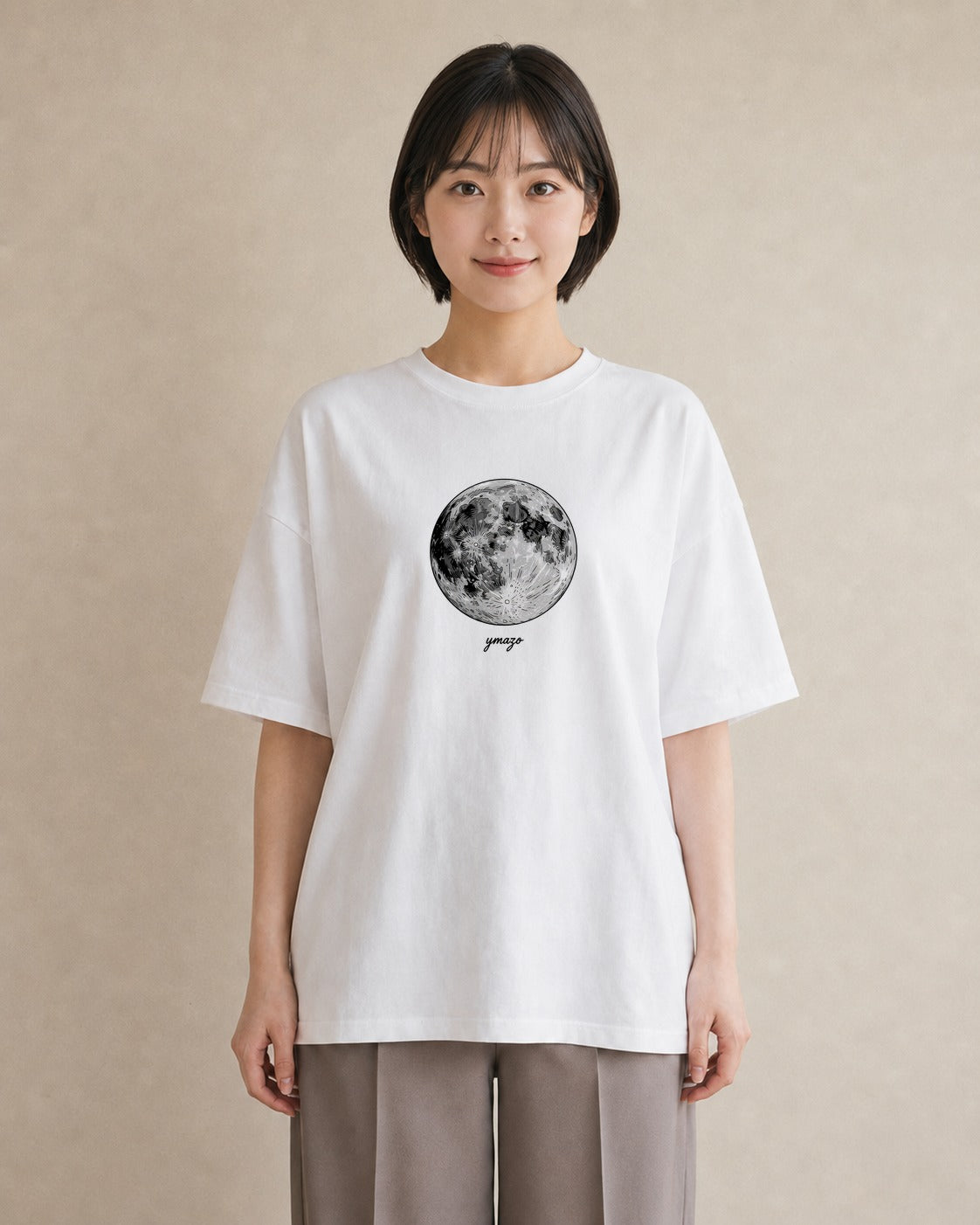 Tシャツ レディース 三日月 星空 宇宙 イラスト お洒落 20代 カジュアルコーデ 白T YMAZO