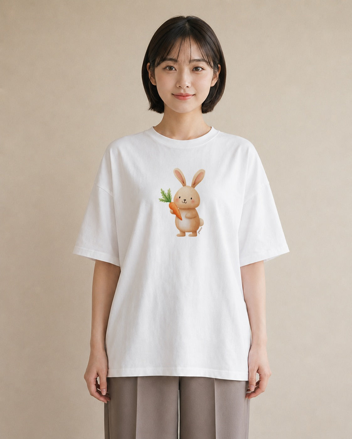 Tシャツ レディース うさちゃん ペット 動物 イラスト おしゃれギフト 社会人 白T YMAZO