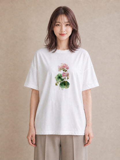 Tシャツ レディース クローバー 四つ葉 花 花柄 イラスト 水彩風 帰省 ラフ 白T