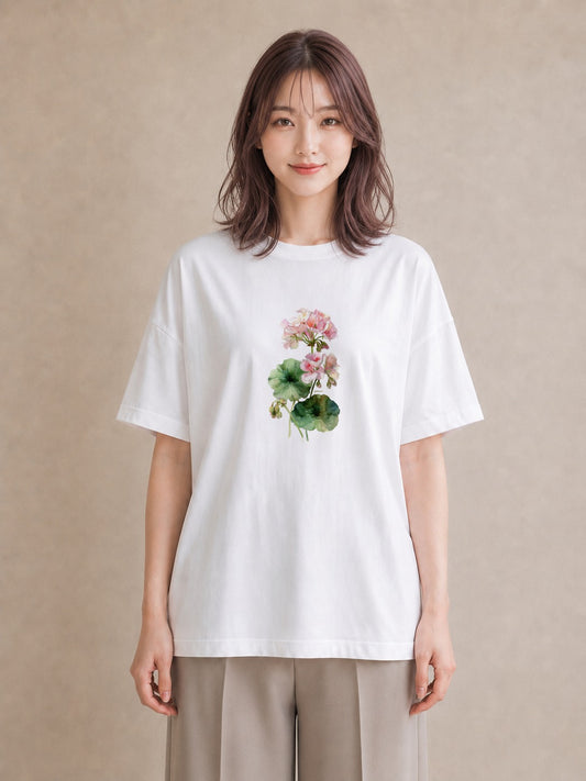 Tシャツ レディース クローバー 四つ葉 花 花柄 イラスト 水彩風 帰省 ラフ 白T YMAZO