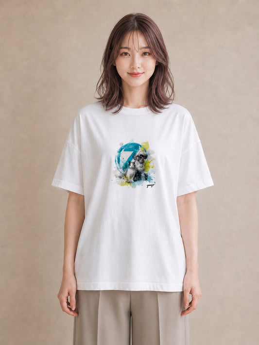 グラフィックTシャツ レディース 狆 犬 いぬ イラスト 旅行コーデ ミセス 春コーデ 白T YMAZO