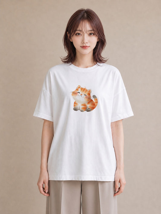 半袖Tシャツ レディース ラグドール 猫 ねこ イラスト レトロ 旅行用 海 白T YMAZO
