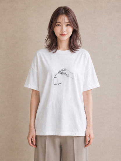 プリントTシャツ レディース 香水 香水瓶 パフューム イラスト きれいめカジュアル 母娘コーデ 自分用 白T YMAZO