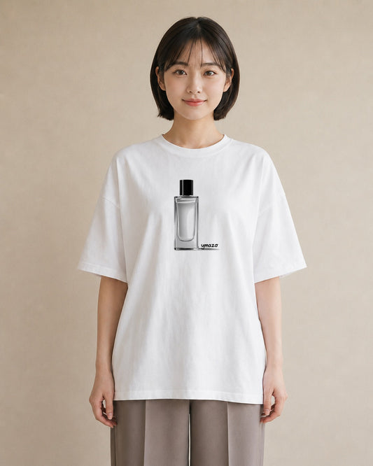 グラフィックTシャツ レディース 香水 香水瓶 パフューム イラスト モード 自分用 ルームウェア 白T YMAZO