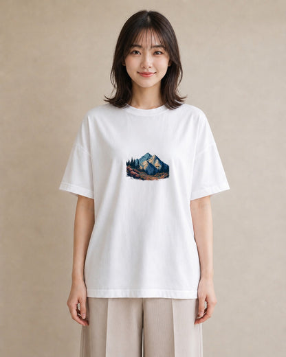 プリントTシャツ レディース 山 星空 宇宙 イラスト 在宅 公園 白T YMAZO