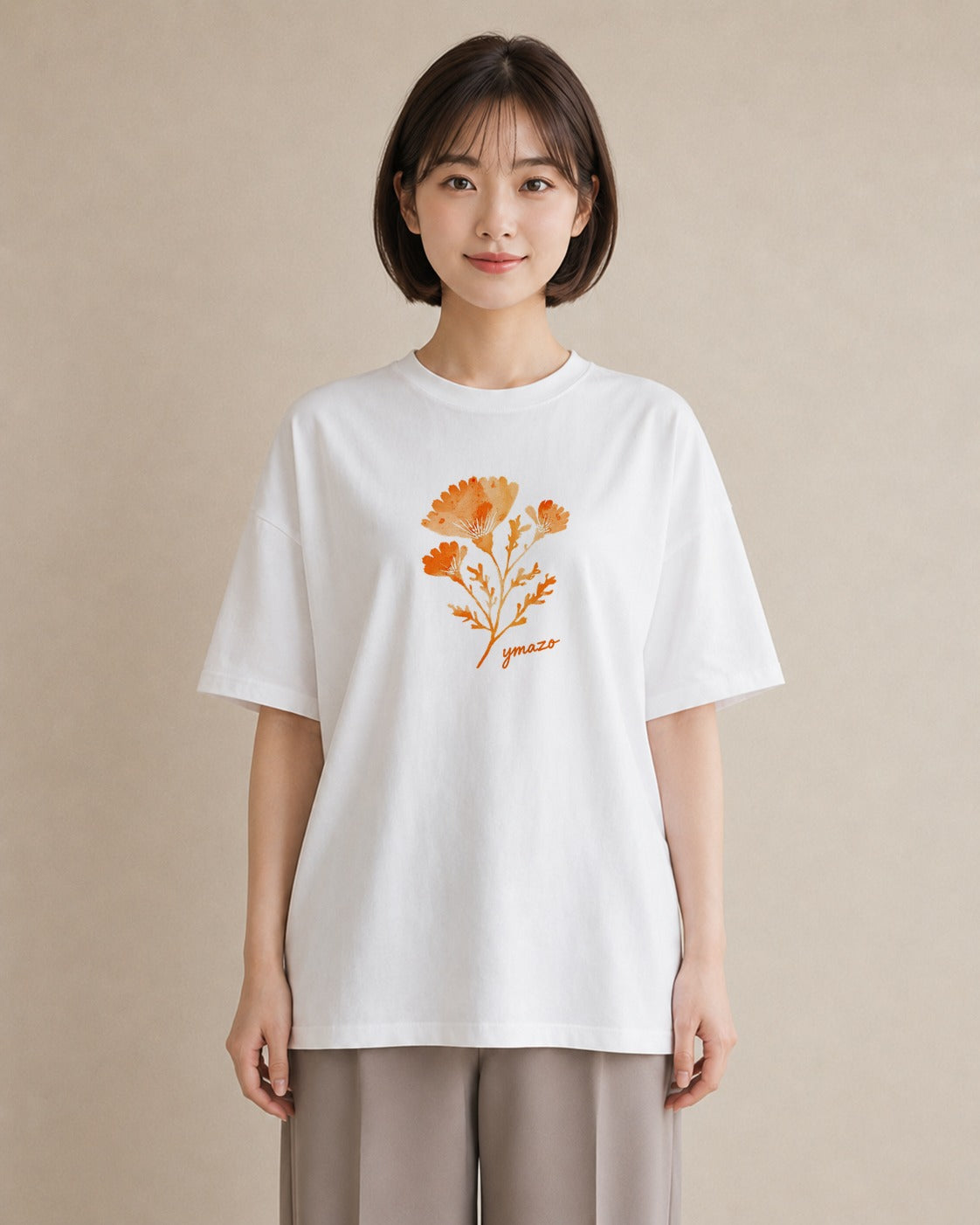 Tシャツ レディース コスモス 秋桜 花 花柄 イラスト モード 旅行用 海 白T