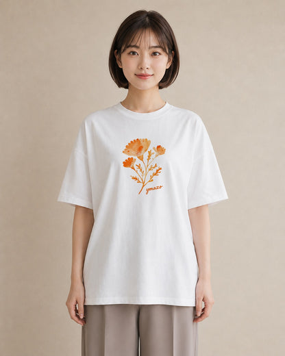 Tシャツ レディース コスモス 秋桜 花 花柄 イラスト モード 旅行用 海 白T