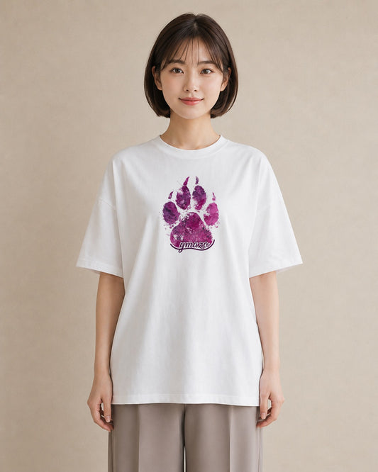 Tシャツ レディース 猫の手 猫 ねこ イラスト 抜け感 女子会 お揃い 白T YMAZO
