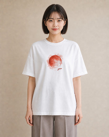 デザインTシャツ レディース 満月 星空 宇宙 イラスト ガーリー ルームウェア ギフト 白T YMAZO