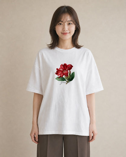プリントTシャツ レディース カーネーション 花 花柄 イラスト レトロ ホワイトデー 春服 白T