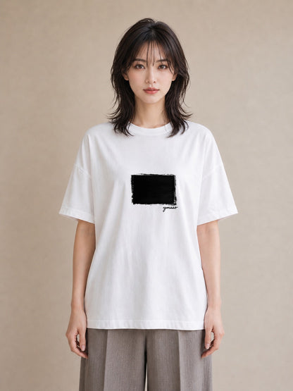 プリントTシャツ レディース 駅のホーム ローカル線 駅 ナチュラル アンティーク イラスト きれいめ ペアコーデ 秋コーデ 白T YMAZO